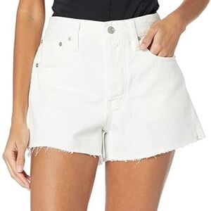 Madewell Relaxed Denim Shorts Frayed White High Rise Distressed — Size 30